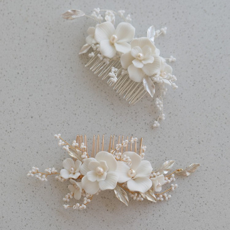Ceramic Flower Exquisite And Compact Hair Comb