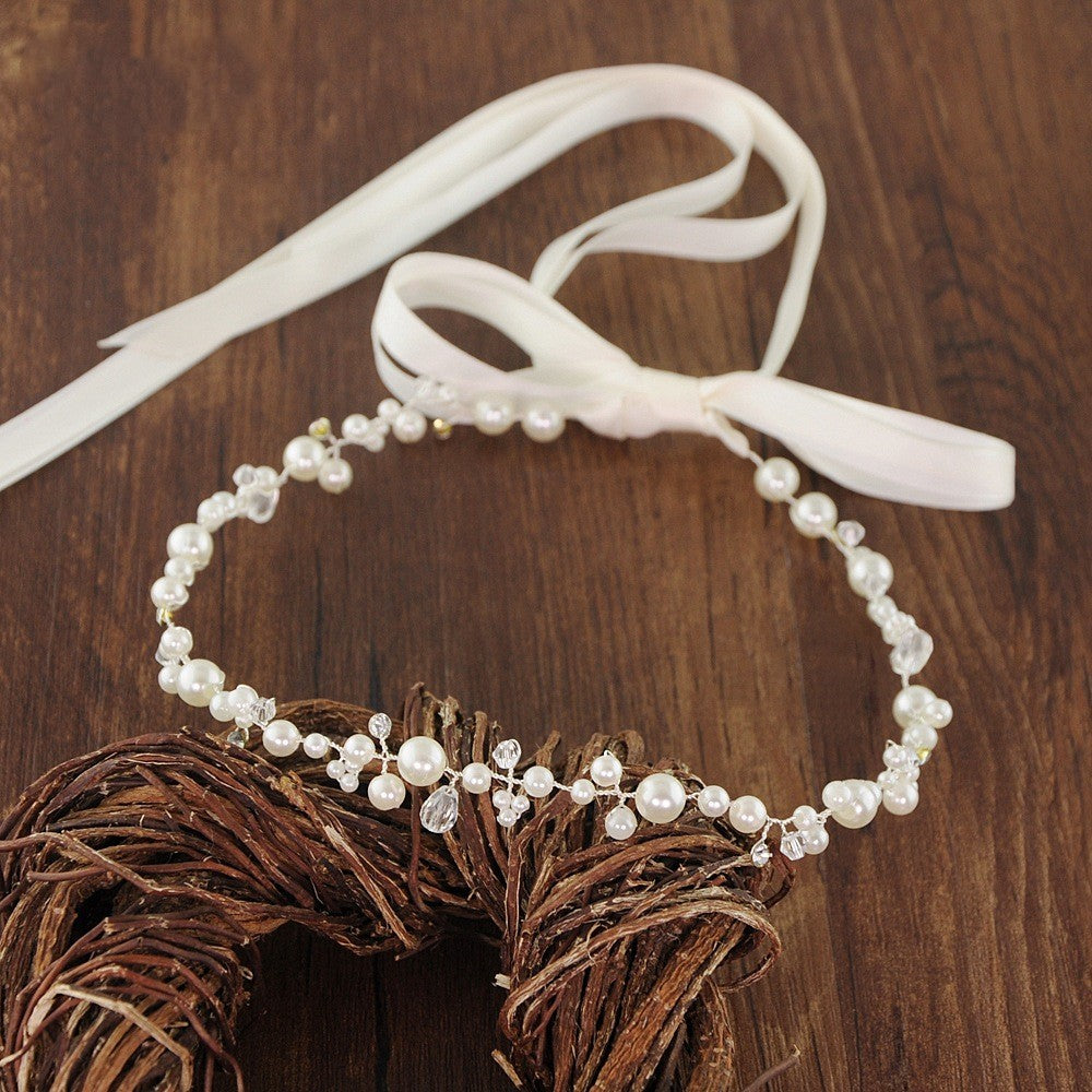Bridal Wedding Pearl Band Diamond Hair Band