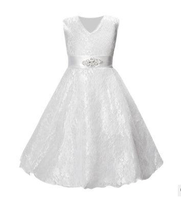 Diamond belt girl wedding dress