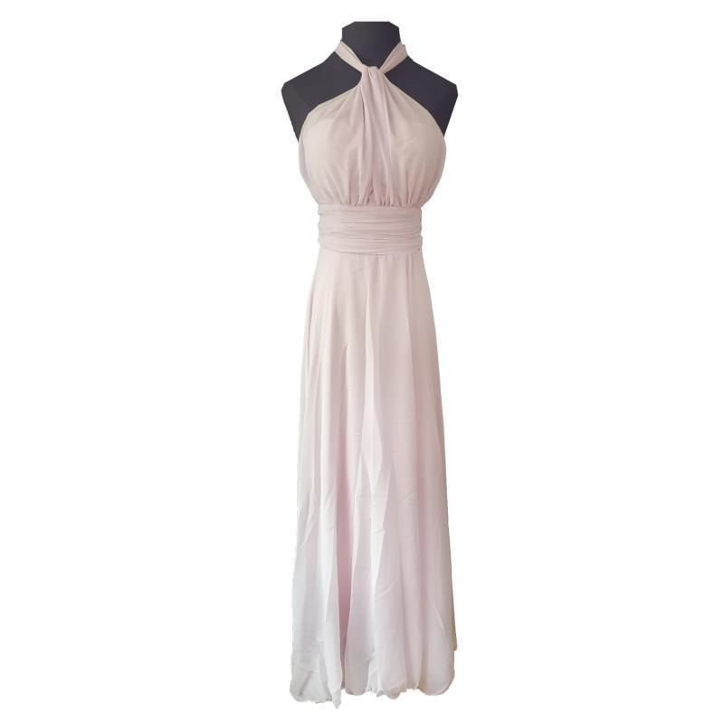 Long Formal Pink Halter Party Prom Bridesmaid Maxi Dress