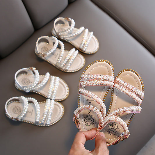 Little Girl Pearl Open Toe Princess Shoes