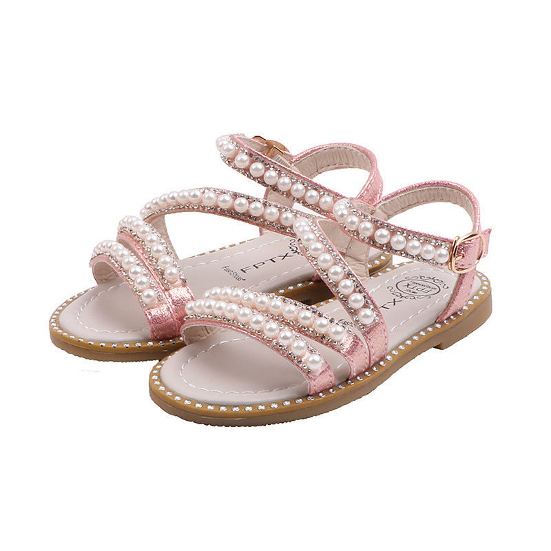 Little Girl Pearl Open Toe Princess Shoes