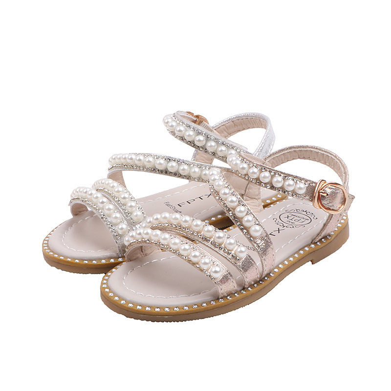 Little Girl Pearl Open Toe Princess Shoes