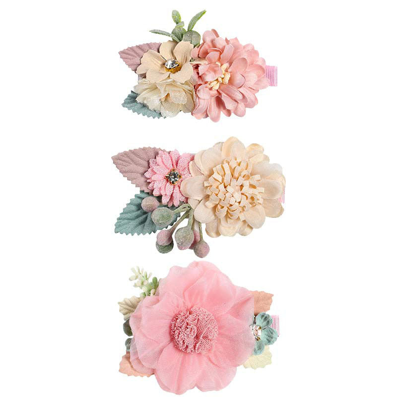Pink Simulation Head Flower Hair Accessories, Princess All-match  And Natural Cute Hairpin