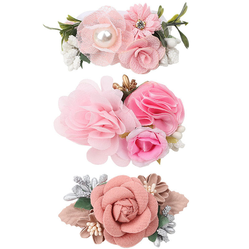 Pink Simulation Head Flower Hair Accessories, Princess All-match  And Natural Cute Hairpin