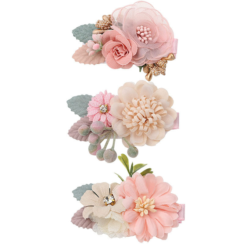 Pink Simulation Head Flower Hair Accessories, Princess All-match  And Natural Cute Hairpin
