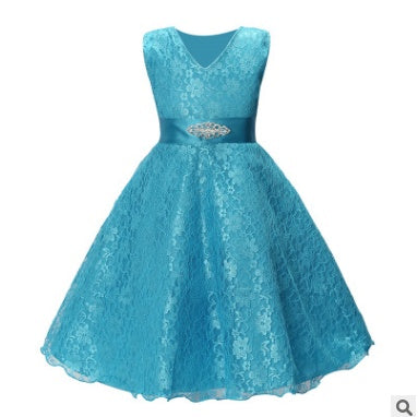 Diamond belt girl wedding dress