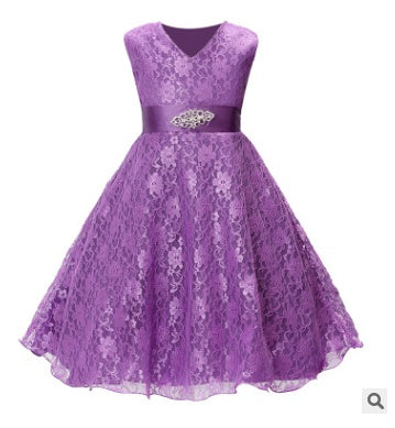 Diamond belt girl wedding dress