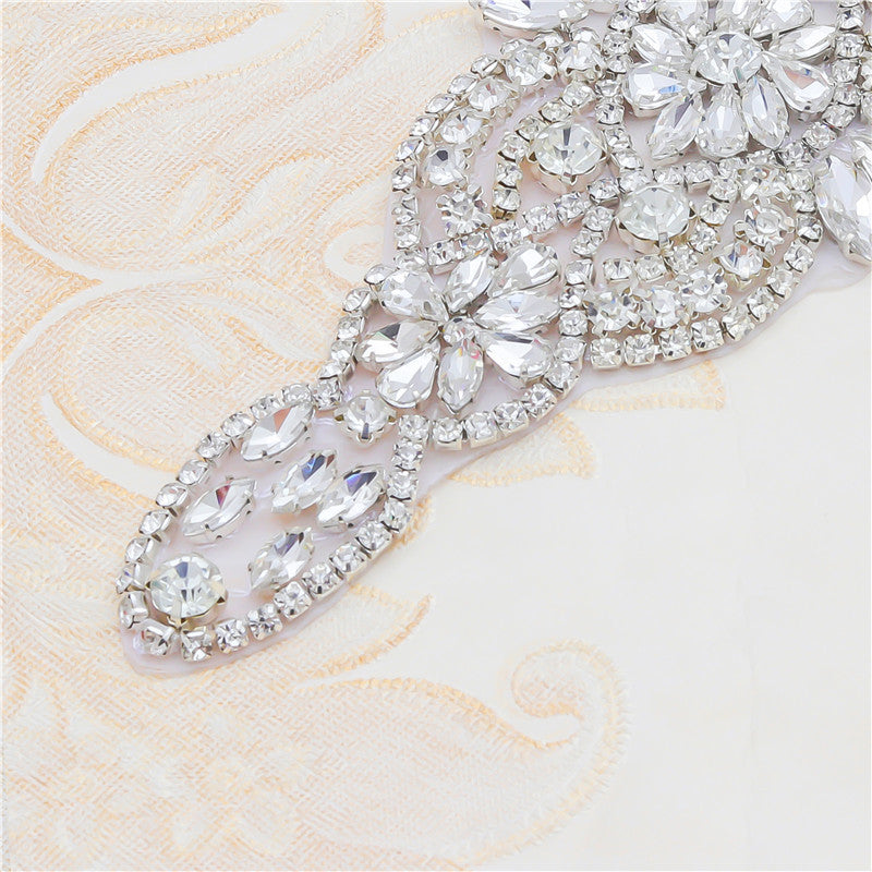 Applique Handmade Fancy Bridal Belt Diamond Patch Diamond Piece Pearl Rhinestone Belt Belt Accessories