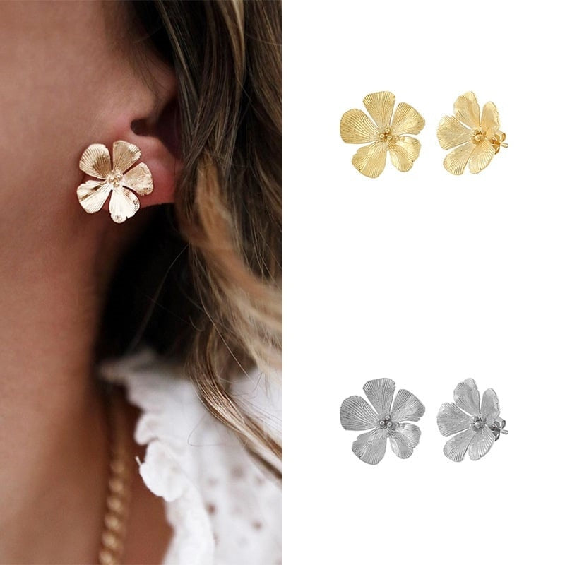 Simple Brushed Flower Stud Earrings