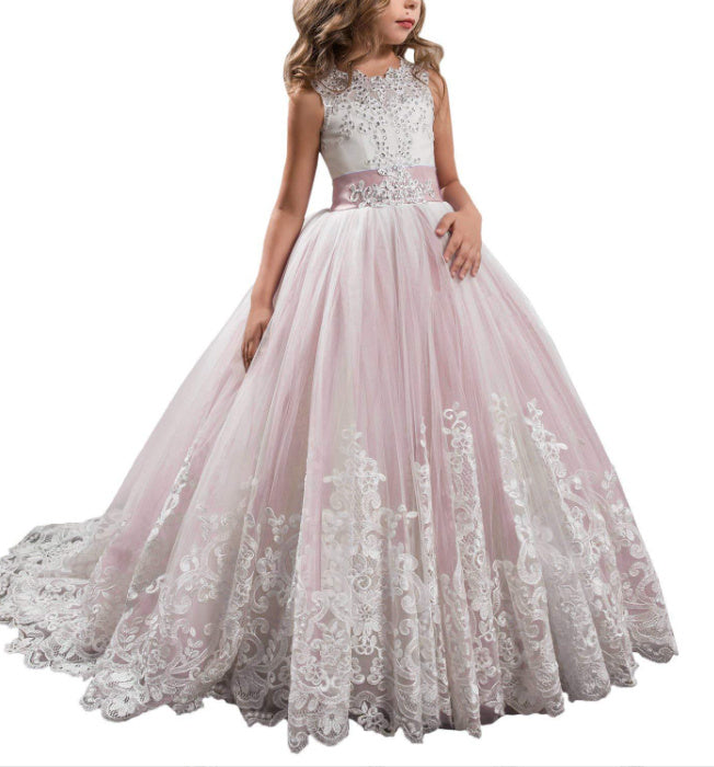 Europe And The United States New Children's Clothing Lace Wedding Dress