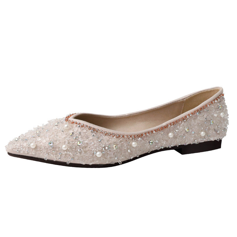 New Point Toe Rhinestone Soft Sole Women's Flats