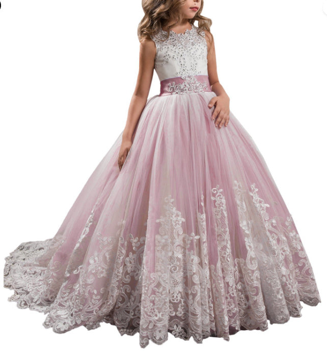 Europe And The United States New Children's Clothing Lace Wedding Dress