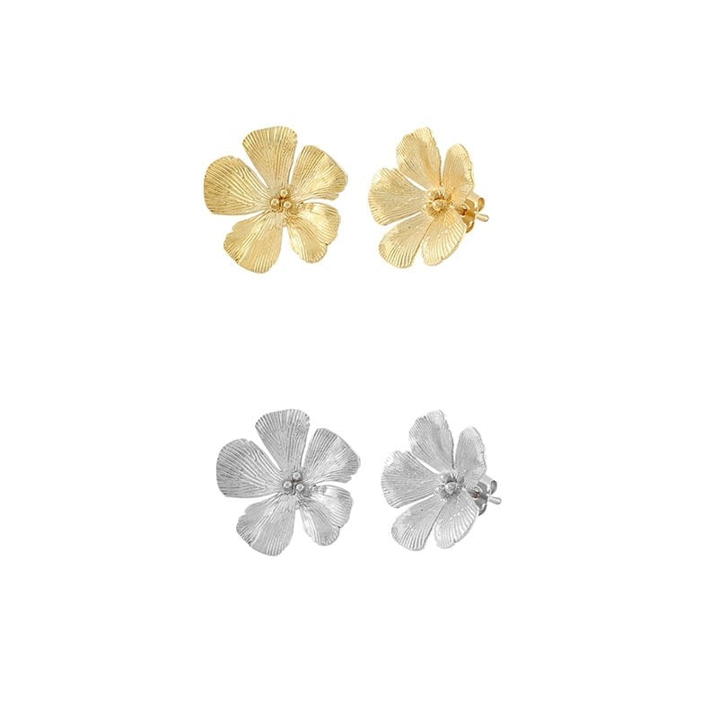 Simple Brushed Flower Stud Earrings