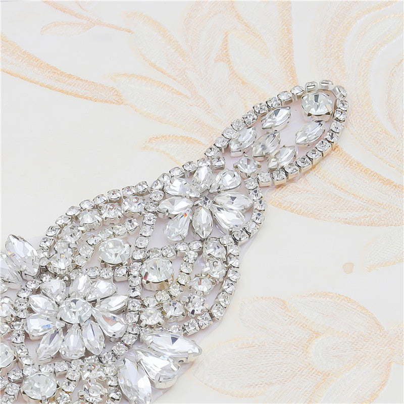 Applique Handmade Fancy Bridal Belt Diamond Patch Diamond Piece Pearl Rhinestone Belt Belt Accessories