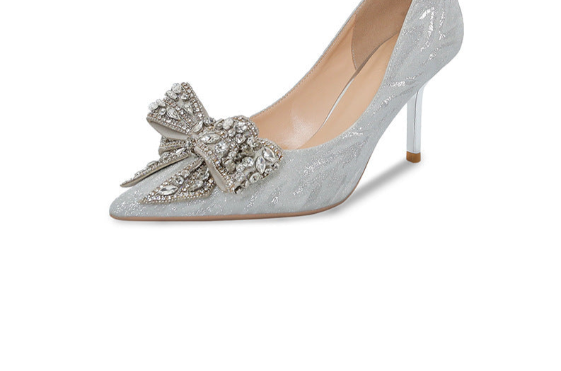 Women's Stiletto Rhinestone Bow High Heels