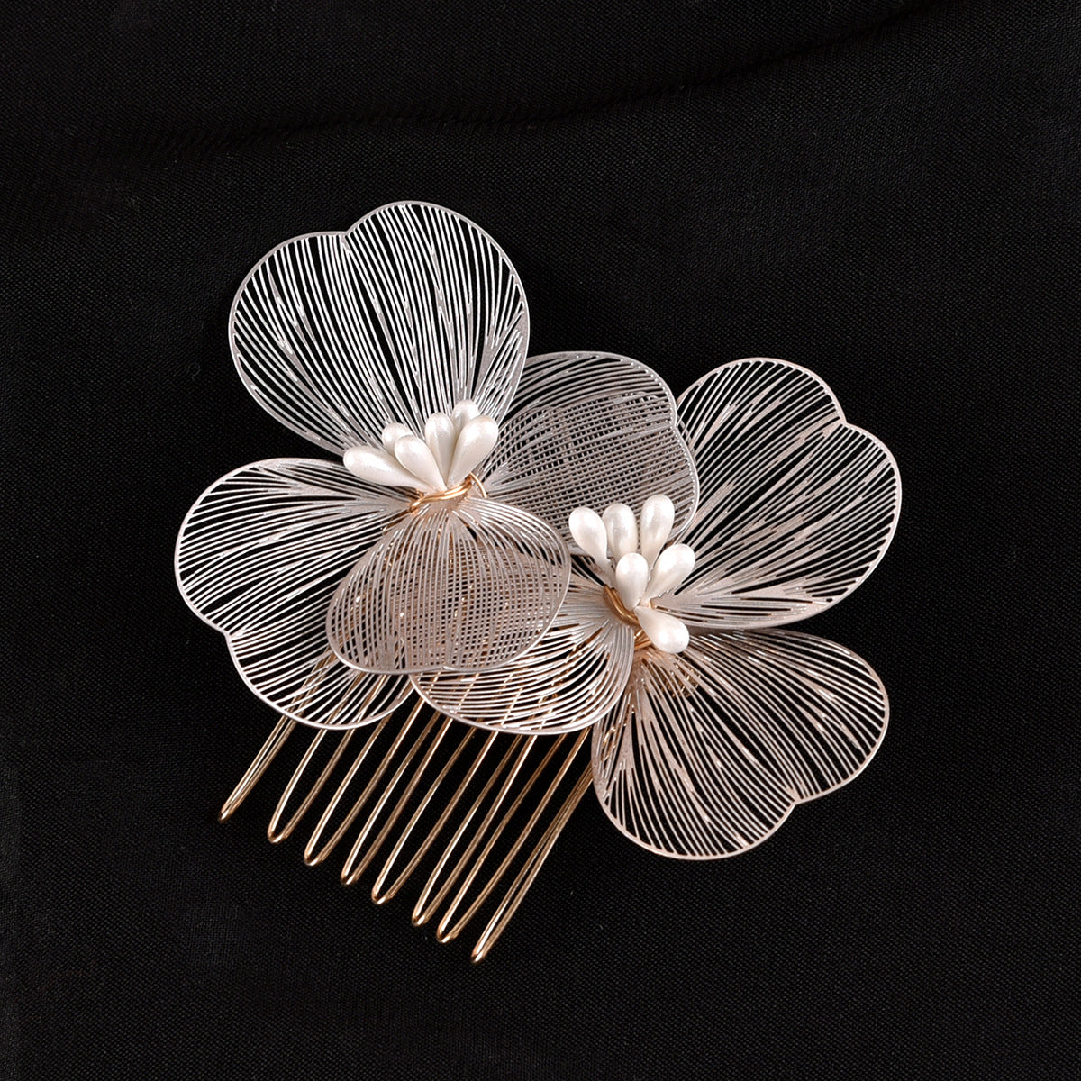 Bridal Headdress Super Fairy Golden Flower Comb
