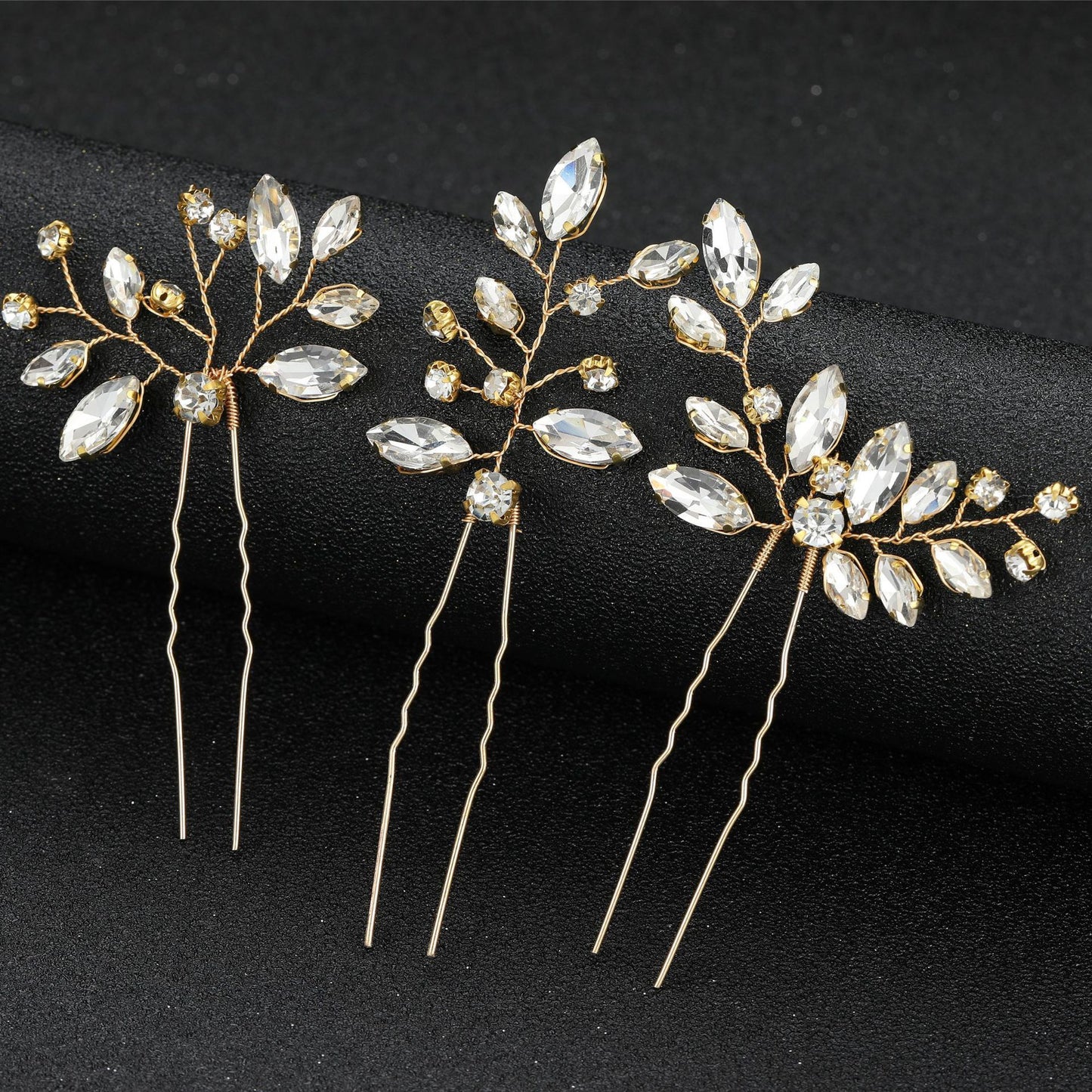 Three-piece Crystal Hairpin Irregular Pin Hair Accessories Suit