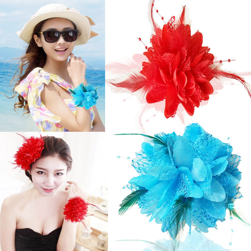 Feather Hair Accessories Children's Performance Red Yarn