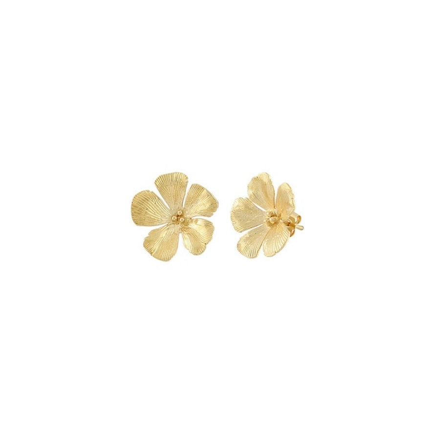 Simple Brushed Flower Stud Earrings
