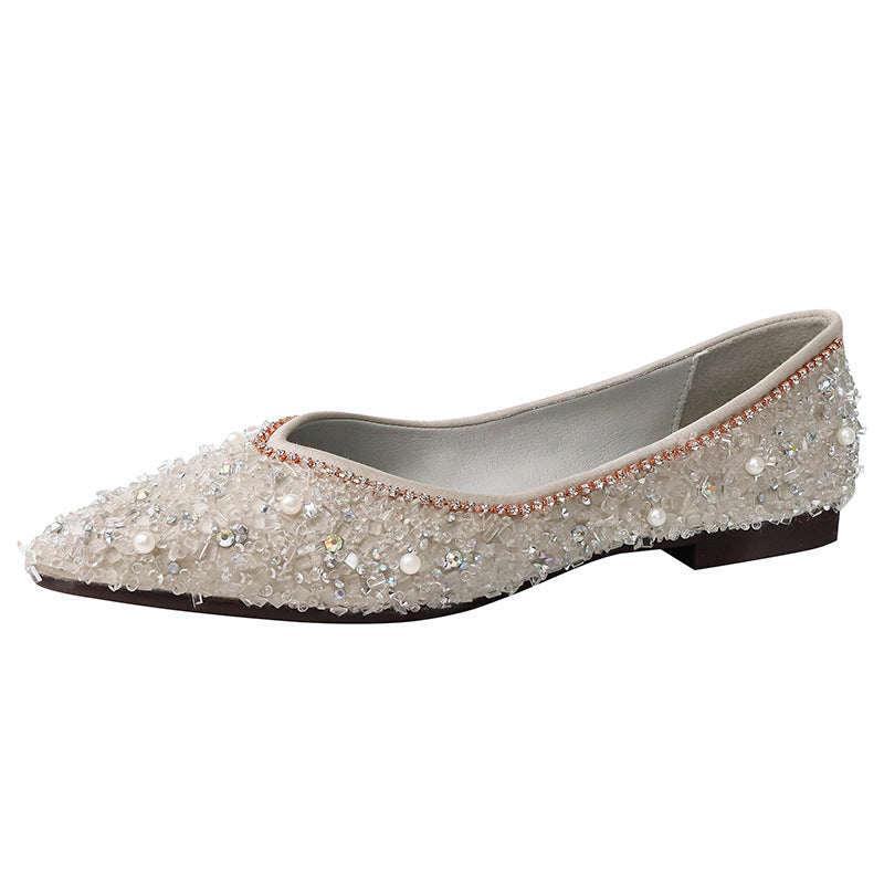 New Point Toe Rhinestone Soft Sole Women's Flats