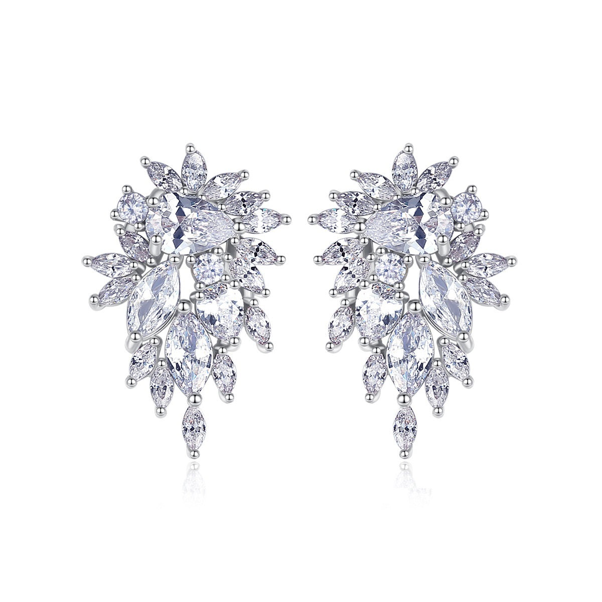 Electroplated Fashion Elegant Zircon Bridal Stud Earrings