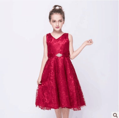 Diamond belt girl wedding dress