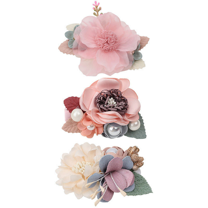 Pink Simulation Head Flower Hair Accessories, Princess All-match  And Natural Cute Hairpin