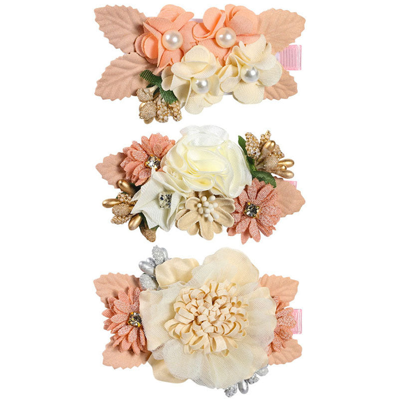 Pink Simulation Head Flower Hair Accessories, Princess All-match  And Natural Cute Hairpin