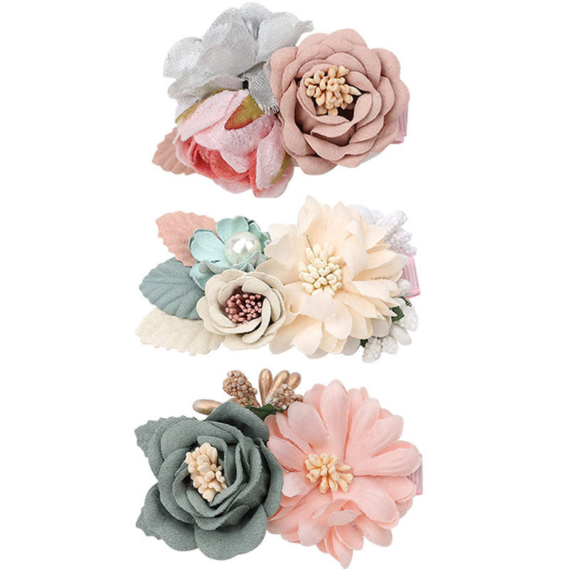 Pink Simulation Head Flower Hair Accessories, Princess All-match  And Natural Cute Hairpin
