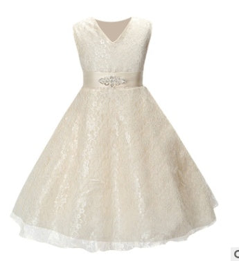 Diamond belt girl wedding dress