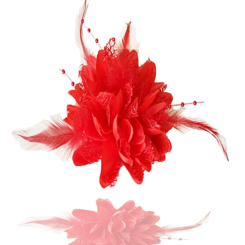 Feather Hair Accessories Children's Performance Red Yarn