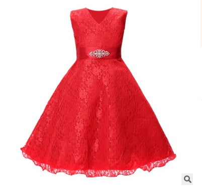 Diamond belt girl wedding dress