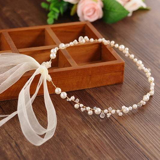 Bridal Wedding Pearl Band Diamond Hair Band