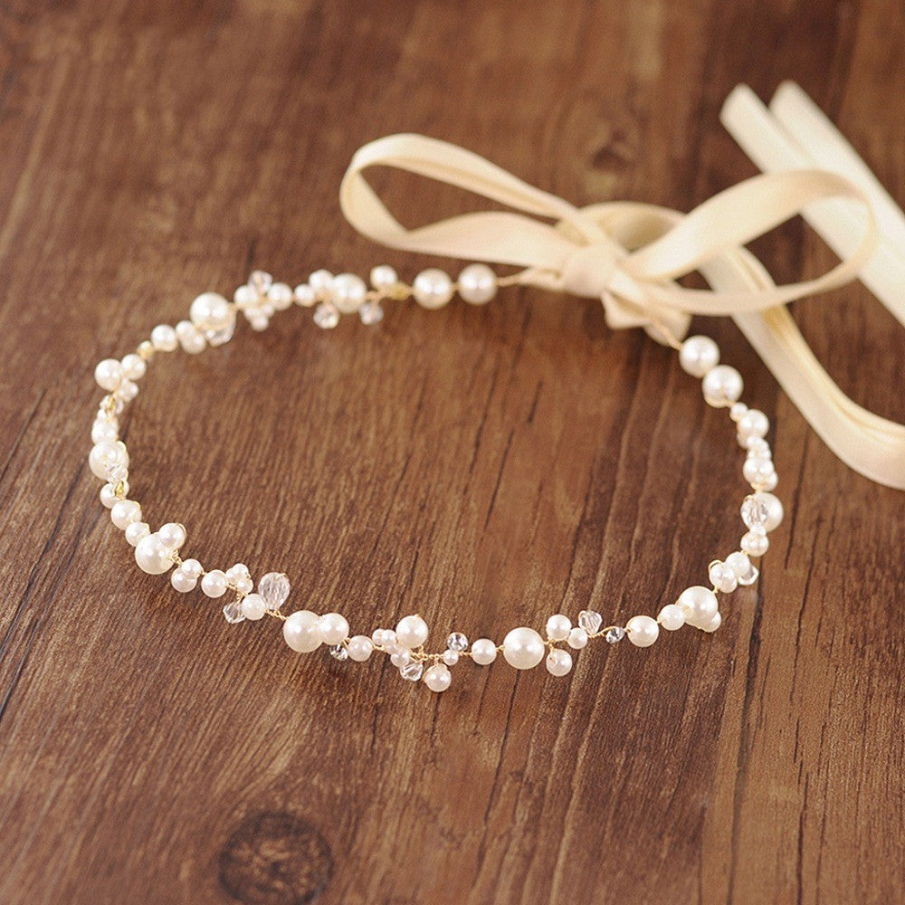 Bridal Wedding Pearl Band Diamond Hair Band