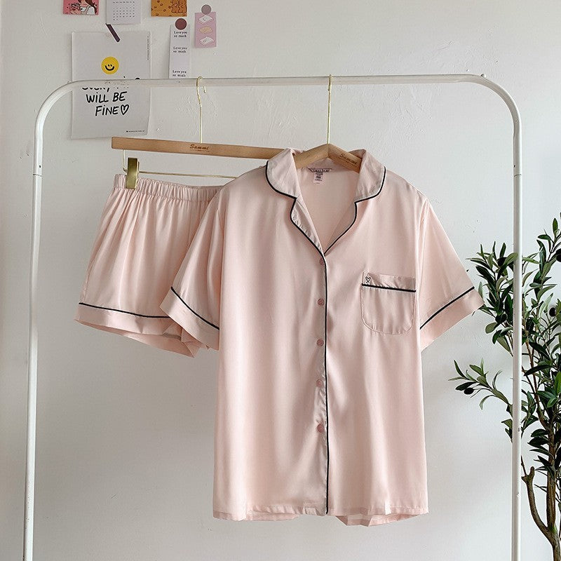 DISANGNI Contra Short Silk Pajama Set