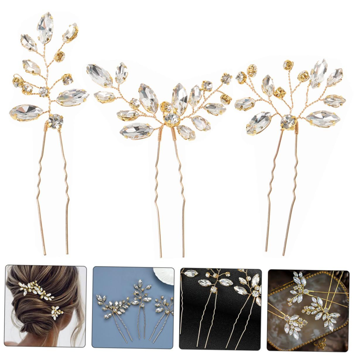 Three-piece Crystal Hairpin Irregular Pin Hair Accessories Suit