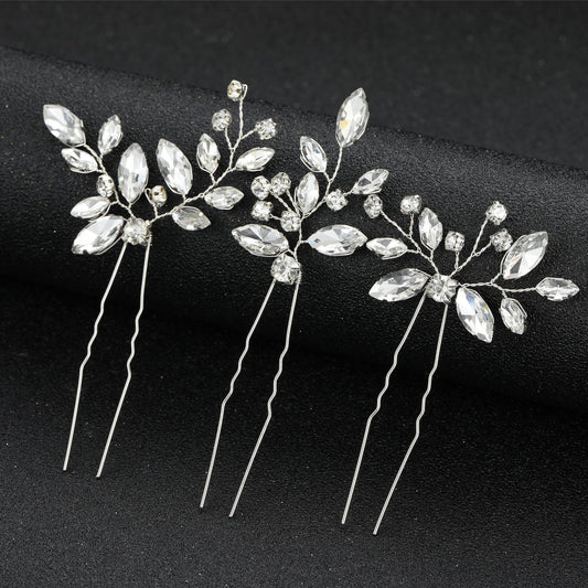 Three-piece Crystal Hairpin Irregular Pin Hair Accessories Suit