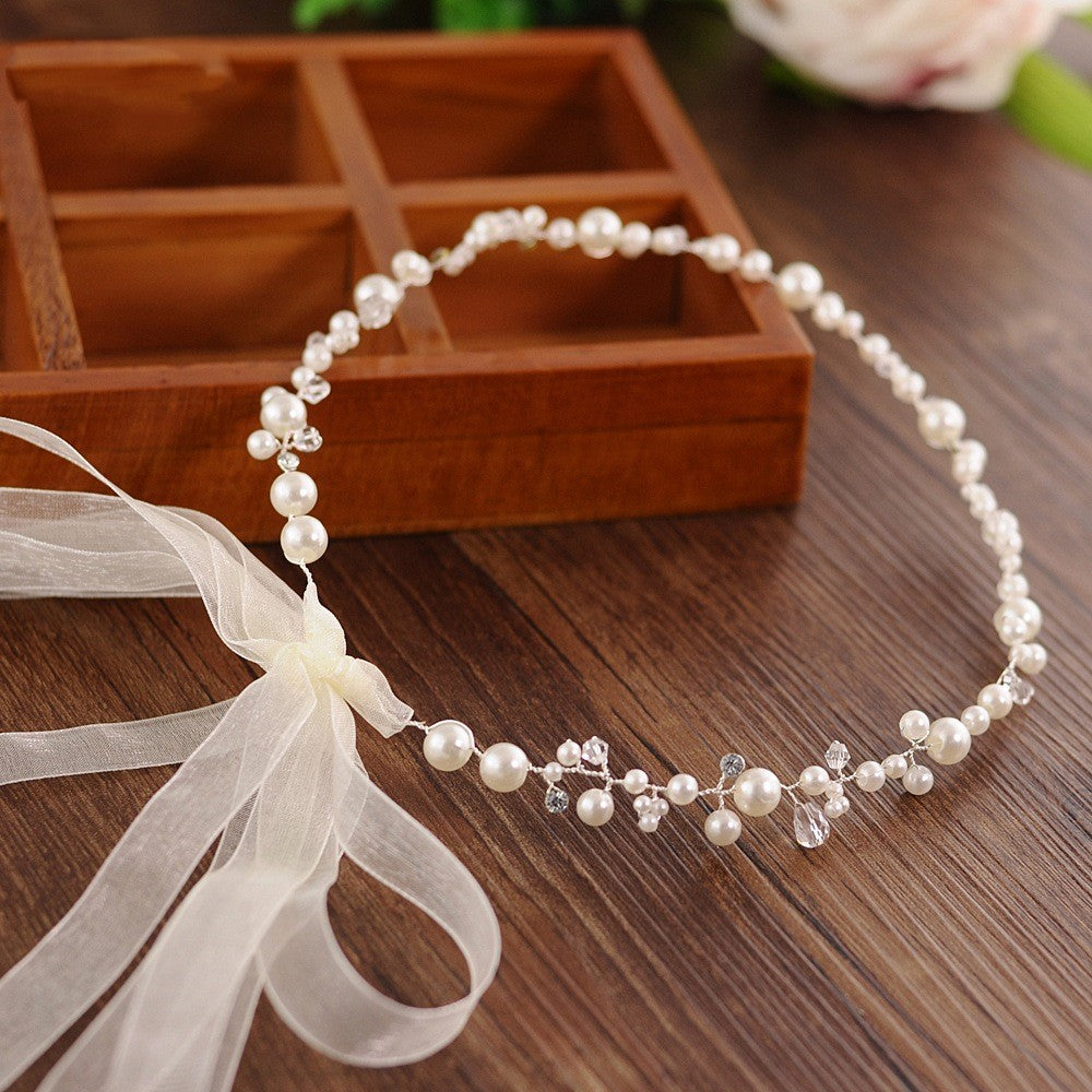 Bridal Wedding Pearl Band Diamond Hair Band