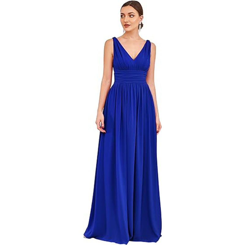 Extra Large V-neck Bridesmaid Evening Party High Waist Dress