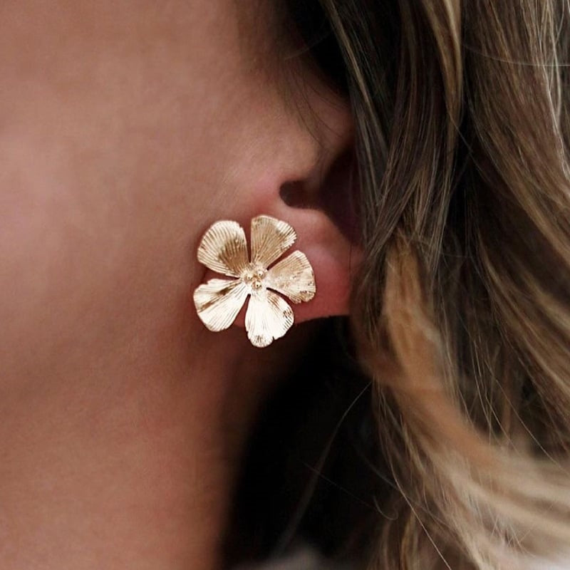Simple Brushed Flower Stud Earrings