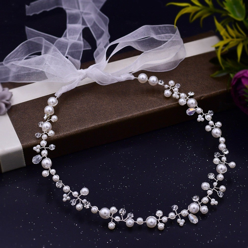 Bridal Wedding Pearl Band Diamond Hair Band