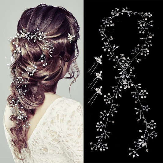 Pearl Crystal 1 M Hair Band 3 Hair Clasp Combination Suit
